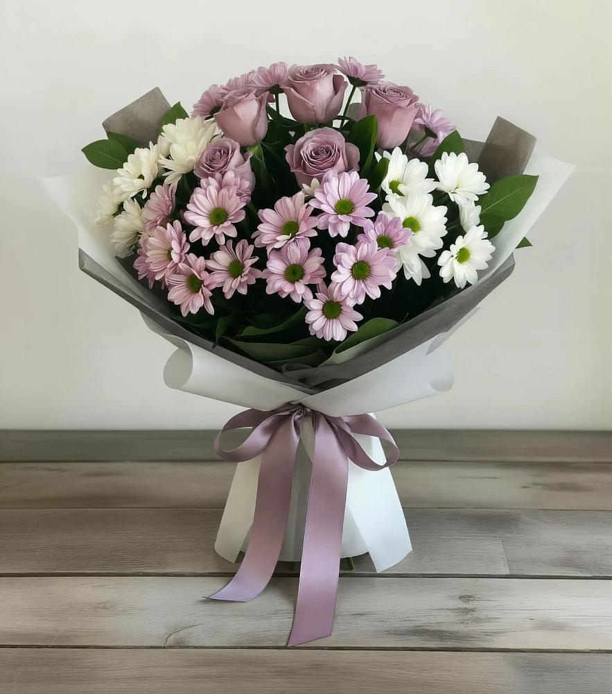 Букет цветов из: Хризантемы и Розы в Абазе