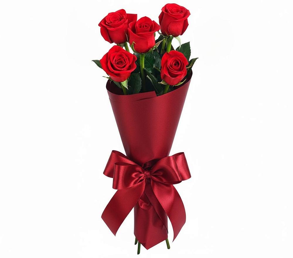 5 Красных роз Эдлесс Лав в Абазе Букет 5 Красных роз Эдлесс Лав в Абазе
