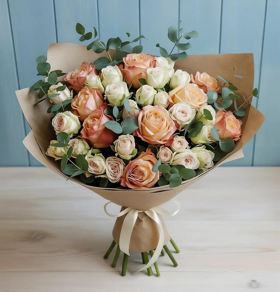 Букет цветов из: Альстромерии и Розы в Абазе