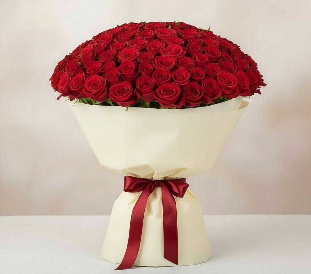 Букет 101 Красная роза Милано в Абазе