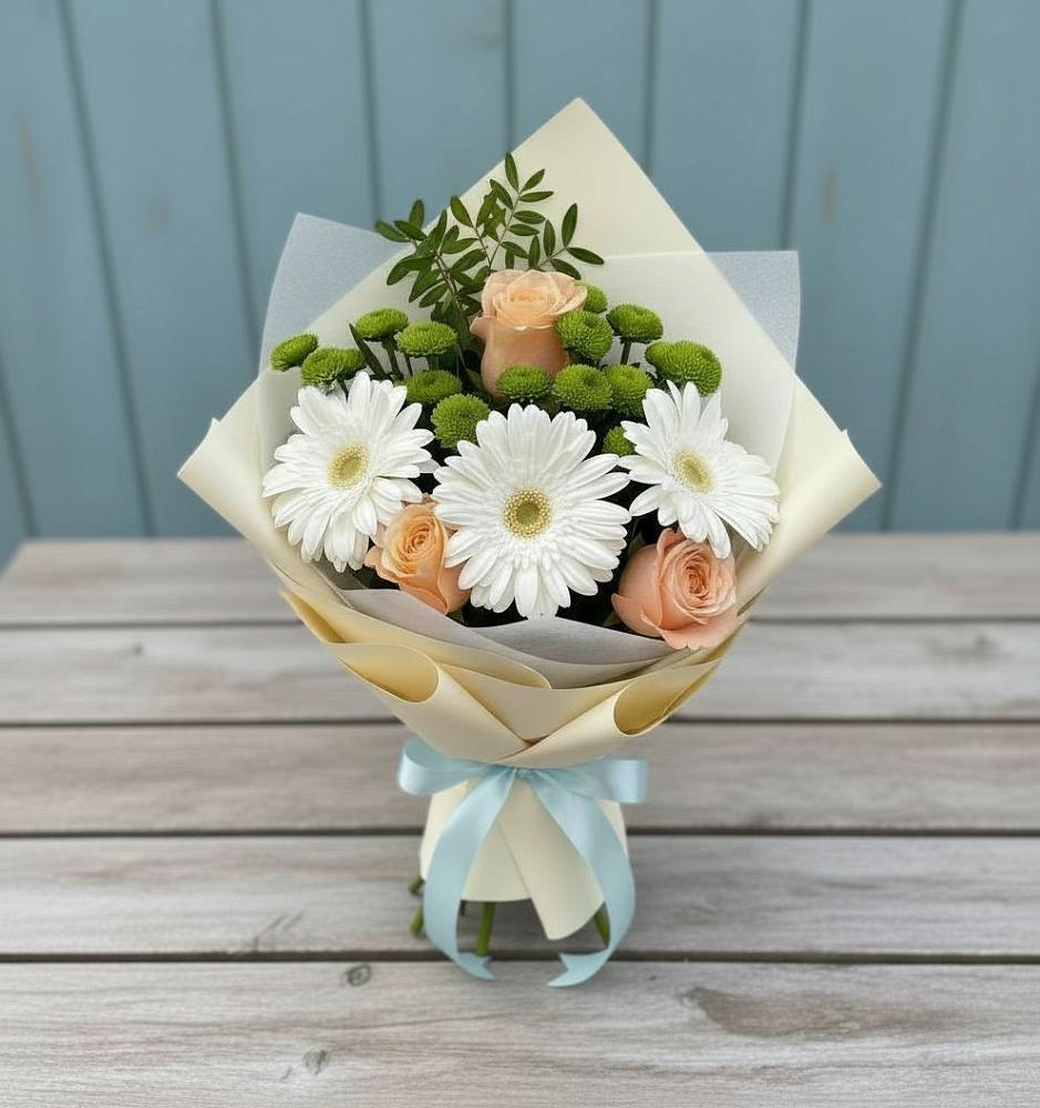 Букет цветов из: Герберы, Розы и Хризантемы в Абазе