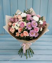Букет цветов из:  Хризантемы, Розы и Альстромерии в Абазе