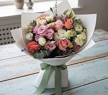 Букет далекие берега в Абазе Букет цветов из:  Розы, Лизиантусы и Гвоздики в Абазе