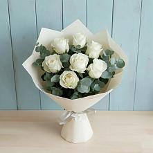 Букет Белые розы в Эвкалипте в Абазе